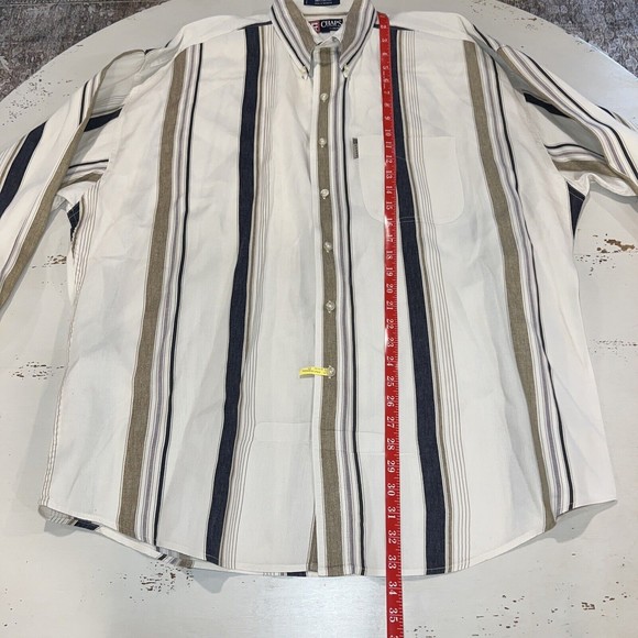 Ralph Lauren Men XL  XXL Button Down Long Sleeve Shirt Stipe Ivory Coal Runs BIG - Picture 6 of 13